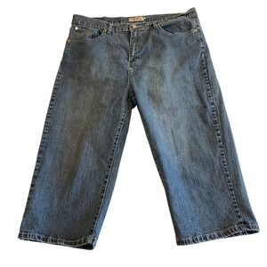 Vintage Old Skool Capri Jeans Womens 22 35x17.5 Embroidered Flap Pocket Crop